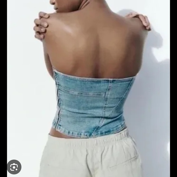Zara denim strapless blouse - Picture 2 of 3